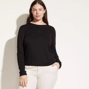 Vince Essential Long-Sleeve Crewneck Tee - Black - 2X